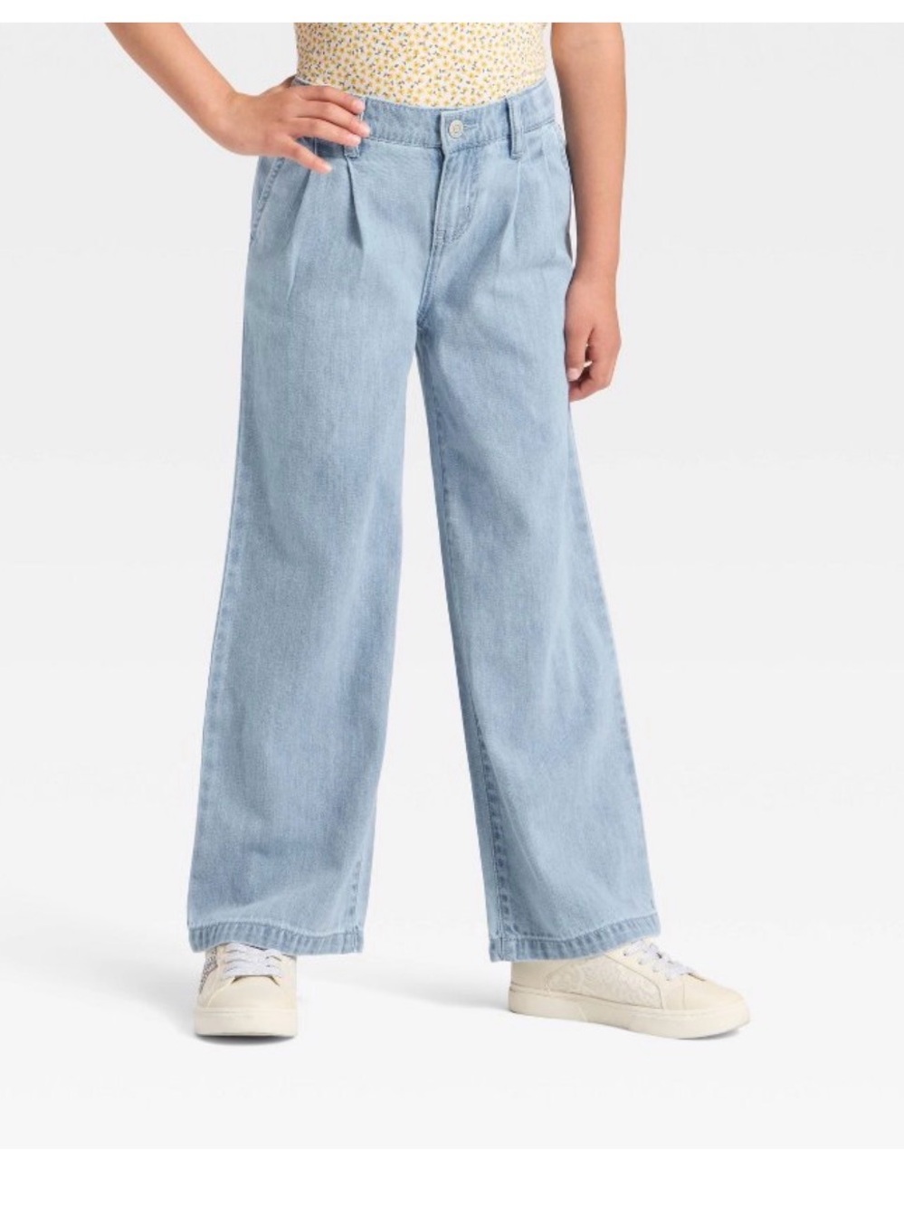 Cat & Jack Light Blue Wide Leg Girls Jeans Size L 10/12